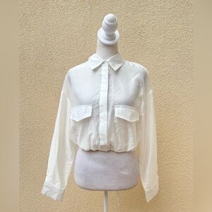 Dreamer white sheet long sleeve cropped blouse